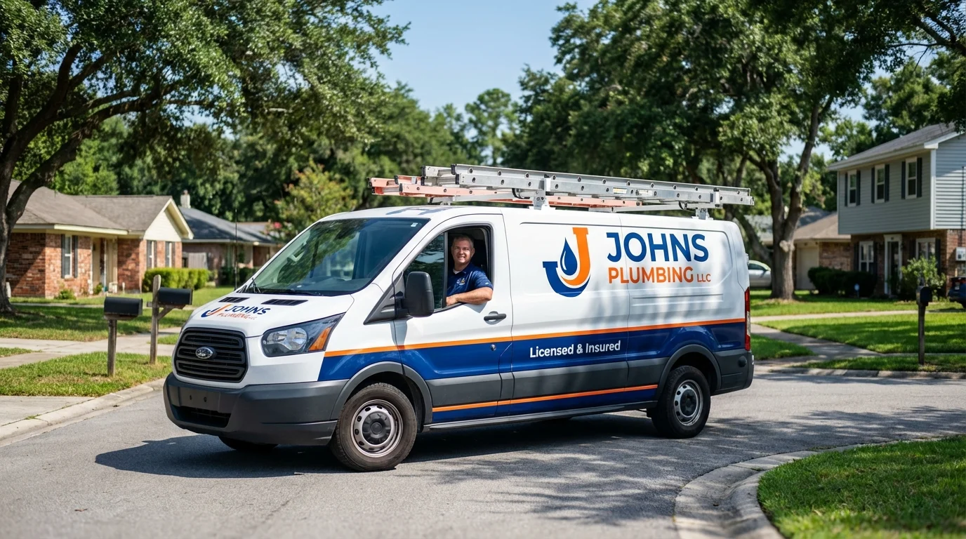 Johns Plumbing LLC service van in Stoughton, MA