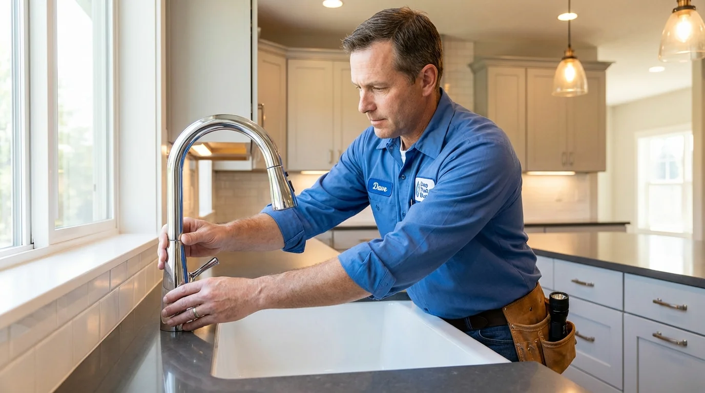 Kitchen faucet installation by Johns Plumbing LLC in Stoughton